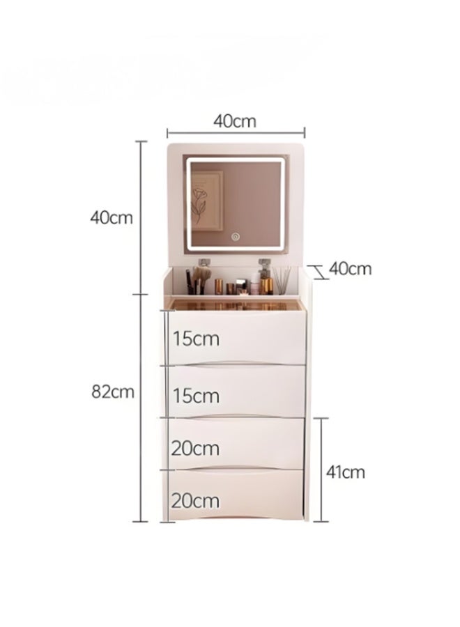 Modern 3-in-1 Makeup Table with LED Lights, Vanity Table with Mirror and Large Storage Space, Bedroom Multi-Functional Storage Cabinet, Home Dressing Table and Chair Set - Image 3