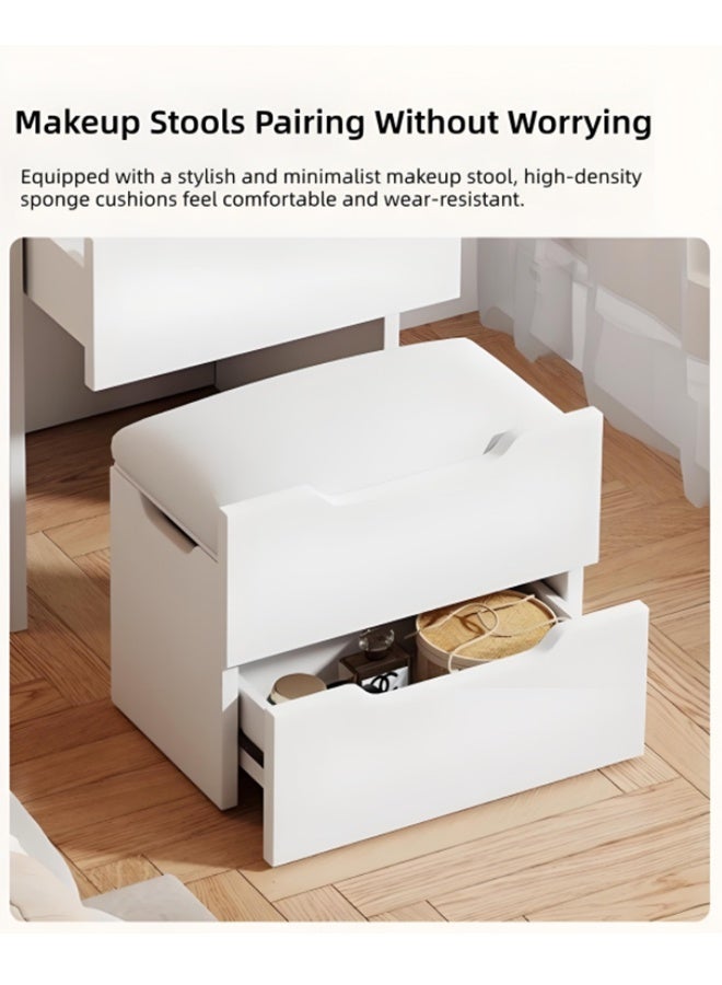 Modern 3-in-1 Makeup Table with LED Lights, Vanity Table with Mirror and Large Storage Space, Bedroom Multi-Functional Storage Cabinet, Home Dressing Table and Chair Set - Image 4