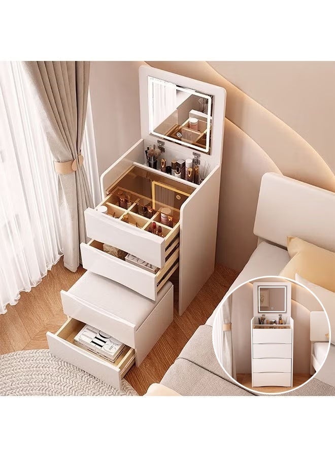 Modern 3-in-1 Makeup Table with LED Lights, Vanity Table with Mirror and Large Storage Space, Bedroom Multi-Functional Storage Cabinet, Home Dressing Table and Chair Set - Image 1