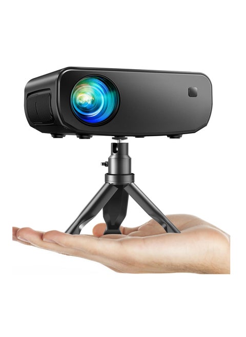 Mini WiFi Projector, 13,000 Lux, Full HD 1080p, Portable Projector Compatible with iOS, Android, Tablet, PC, TV Stick, and USB. Includes Carrying Case and Tripod.