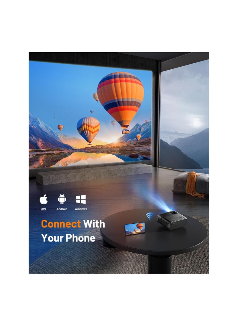 Generic - Mini WiFi Projector, 13,000 Lux, Full HD 1080p, Portable Projector Compatible with iOS, Android, Tablet, PC, TV Stick, and USB. Includes Carrying Case and Tripod. - Image 1
