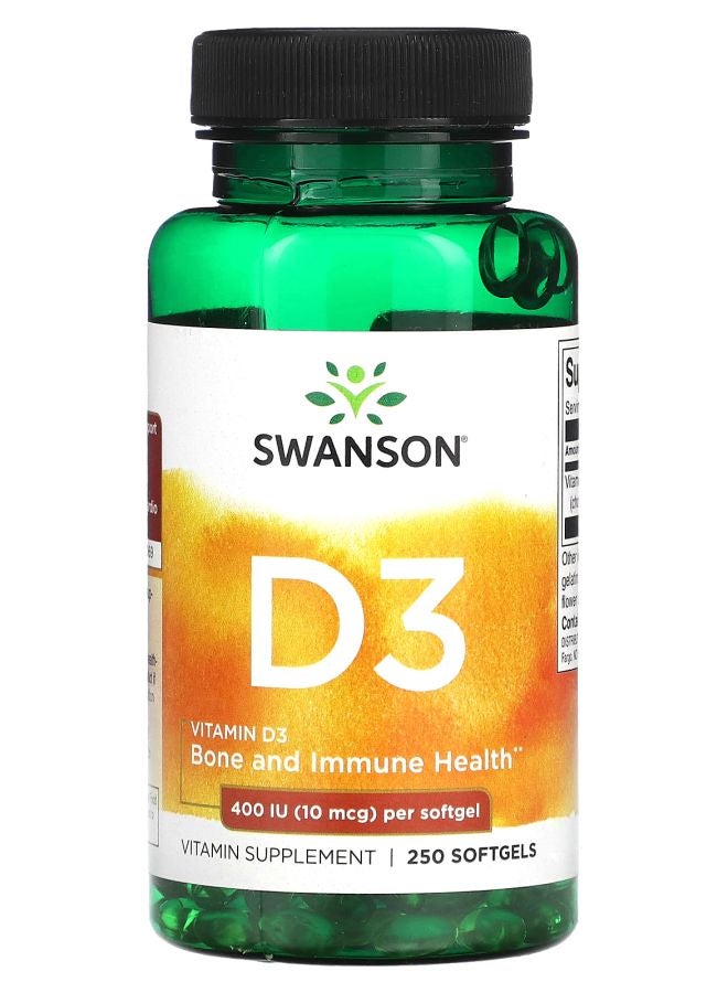 SWANSON Vitamin D3 400 IU (10 mcg) 250 Softgels