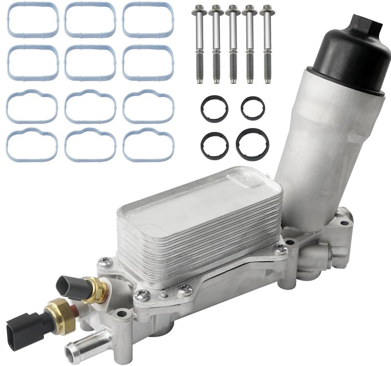 LEMASSON 926-959 Upgrade Aluminum Engine Oil Cooler Oil Filter Housing for 2011-2016 Jeep Wrangler Grand Cherokee Dodge Challenger Charger Journey Caravan Durango Chrysler 200 300 Town Country Ram 3.6L 926-876 - Image 1