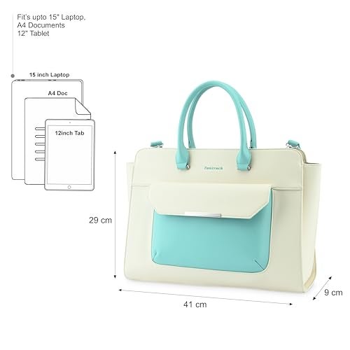 Fastrack Chic Carry-All Laptop Tote | Faux-Leather Women's Handbags |15" Laptop Tote for Workwear and College, White - Image 4