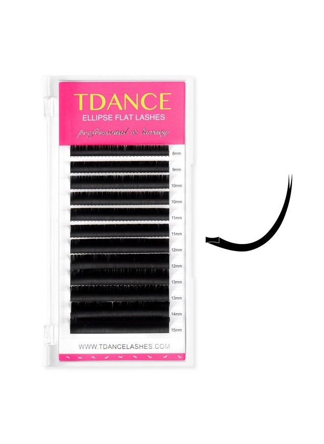 TDance - Classic Lash Extensions Flat Lashes Eyelash Extensions 0.15Mm Cc Curl Ellipse Eyelash Extensions 815Mm Mixed Black Matte Individual Lashes Salon Use(Flatcc0.15815Mm) - Image 1