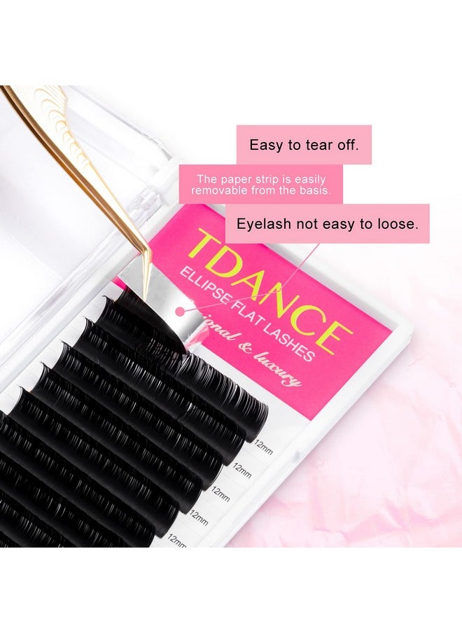 TDance - Classic Lash Extensions Flat Lashes Eyelash Extensions 0.15Mm Cc Curl Ellipse Eyelash Extensions 815Mm Mixed Black Matte Individual Lashes Salon Use(Flatcc0.15815Mm) - Image 1