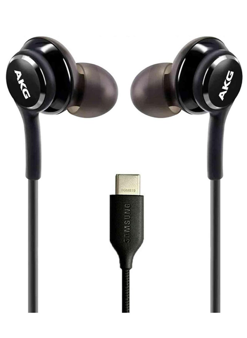 OEM 2021 Stereo Headphones for Samsung Galaxy S20 Ultra 5G Braided Cable with Microphone (Black) USB-C Connector - Image 1