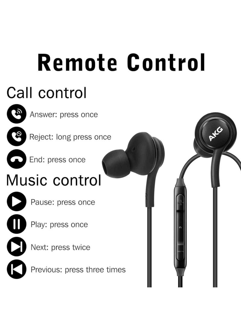 OEM 2021 Stereo Headphones for Samsung Galaxy S20 Ultra 5G Braided Cable with Microphone (Black) USB-C Connector - Image 2