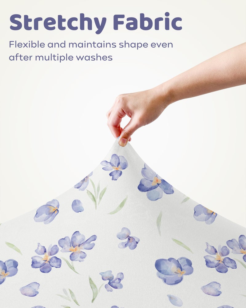 FIEMOL Baby Crib Sheets Girl, Toddler Bed Sheets Fitted for 52â€x28â€Standard Crib and Toddler Mattresses, 4 Pack Soft Breathable Stretchy Pink Purple Floral - Image 4