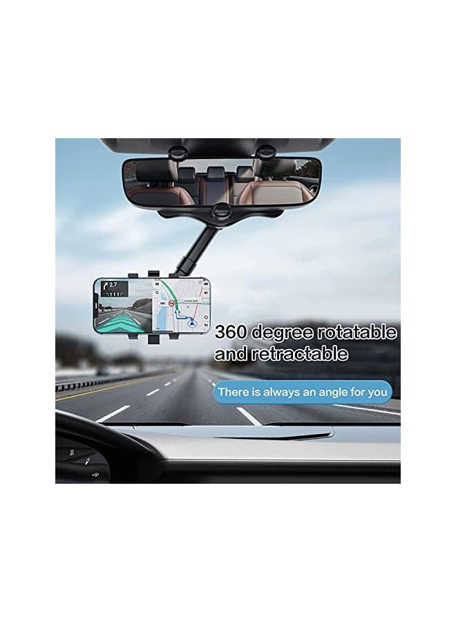 SHOWAY 360 DEGREERotatable and Retractable Car Phone Holder,Universal Rearview Mirror Holder for Car, black, CARHOLD02 B, Rotatable Mount - Image 5