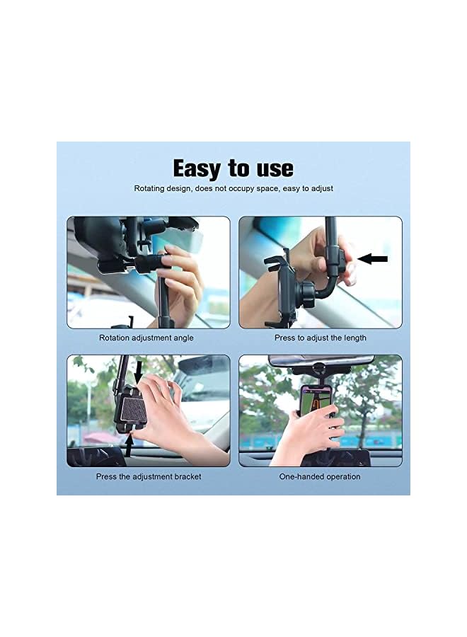 SHOWAY 360 DEGREERotatable and Retractable Car Phone Holder,Universal Rearview Mirror Holder for Car, black, CARHOLD02 B, Rotatable Mount - Image 4