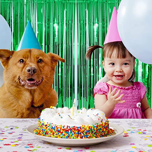 flavouredlove Foil Fringe Curtain(s) 3x6 Feet for Birthday, Anniversaries, Graduation, Retirement, Baby Shower Decoration (Pack of 2, Green) - Image 5