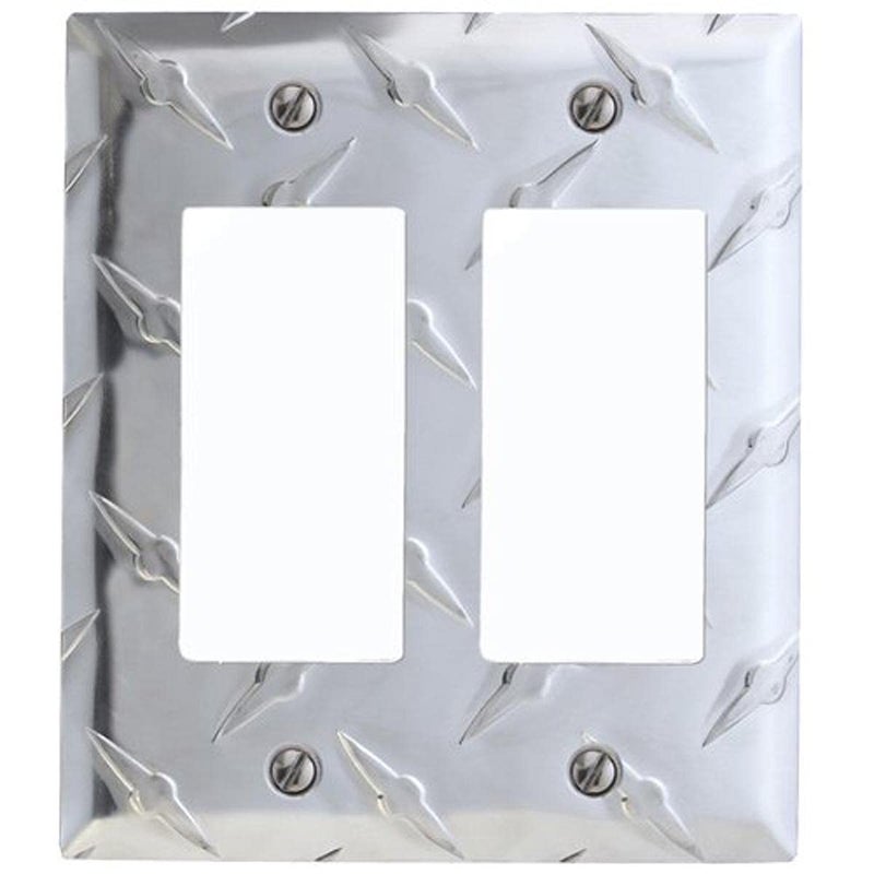 Amerelle Diamond Plate Double Rocker Stamped Aluminum Wallplate