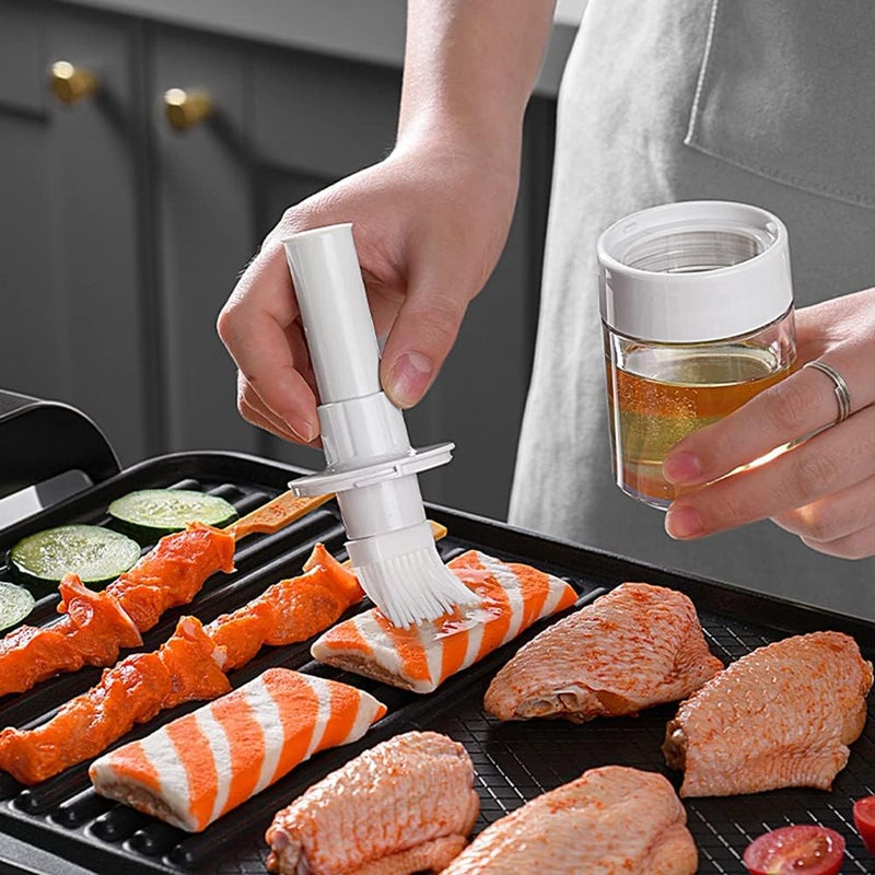 woobles Dip The Squeeze Oil Brush High Temperature Resistant Silicone Barbecue Grill Pan Brush Squeeze Bottle Brush (White) - Image 2
