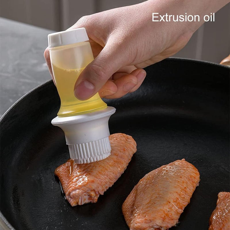 woobles Dip The Squeeze Oil Brush High Temperature Resistant Silicone Barbecue Grill Pan Brush Squeeze Bottle Brush (White) - Image 1