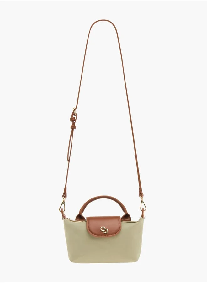 Celeste Womens Textured Crossbody Bag With Detachable Strap And Flap Closure