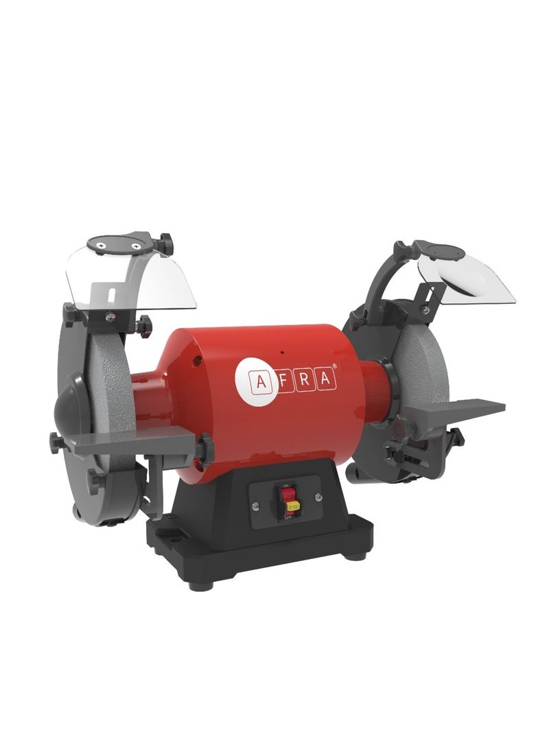 عفرا مطحنة مقاعد أفرا، 200 × 25 مم، 700 وات، 1490 دورة في الدقيقة، محركات حثية صامتة مع محمل كروي، درع عين قابل للتعديل وعاكس شرارة، ضوء LED مع مفتاح مستقل، AFT-25-200BGRD، ضمان لمدة عام - Image 1