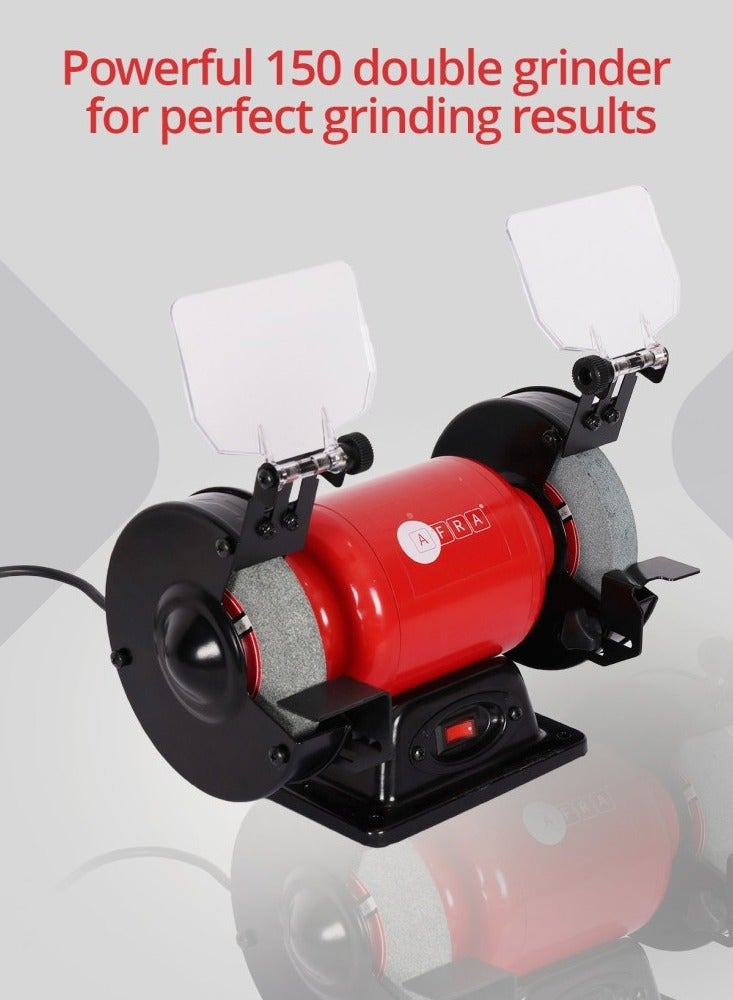عفرا مطحنة مقاعد أفرا، 200 × 25 مم، 700 وات، 1490 دورة في الدقيقة، محركات حثية صامتة مع محمل كروي، درع عين قابل للتعديل وعاكس شرارة، ضوء LED مع مفتاح مستقل، AFT-25-200BGRD، ضمان لمدة عام - Image 2