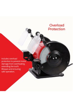 AFRA AFRA Bench Grinder, 200x25mm, 700W, 1490rpm Silent Induction Motors With Ball Bearing, Adjustable Eye Shield And Spark Deflector, LED Light With Independent Switch, AFT-25-200BGRD, 1-Year Warranty  - Image 4