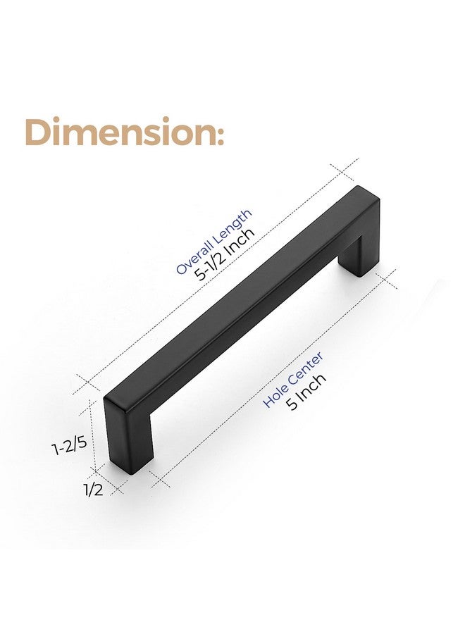 Ravinte مجموعة من 50 مقبض خزانة مربع مقاس 5 بوصات من Ravinte - مقابض سوداء غير لامعة لأدراج وخزائن المطبخ - أدوات للخزائن - Image 2