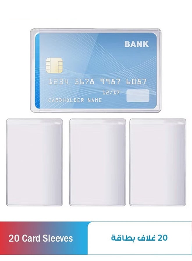 Transparent Credit Card Sleeves, 20pcs Credit Card Holder Sleeve Clear Waterproof Credit Card Protector Plastic Card Holder Inserts for Insurance License ID Business Social Insurance Card - Image 1