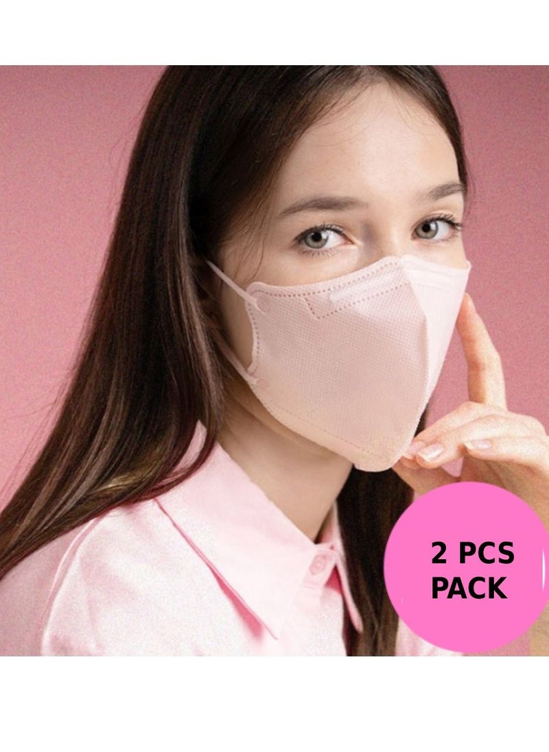 Air QUEEN Pack Of 2 Pieces Air Queen Neo Nanofiber Filter Face Mask For Adults Pink 