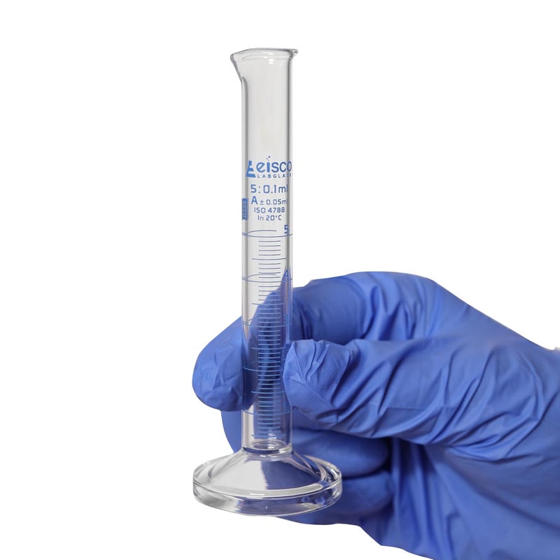 EISCO أسطوانة متدرجة، 5 مل - تحمل من الفئة A ±0.05 مل - قاعدة دائرية - تدرجات زرقاء - زجاج بوروسيليكات 3.3 - Image 5