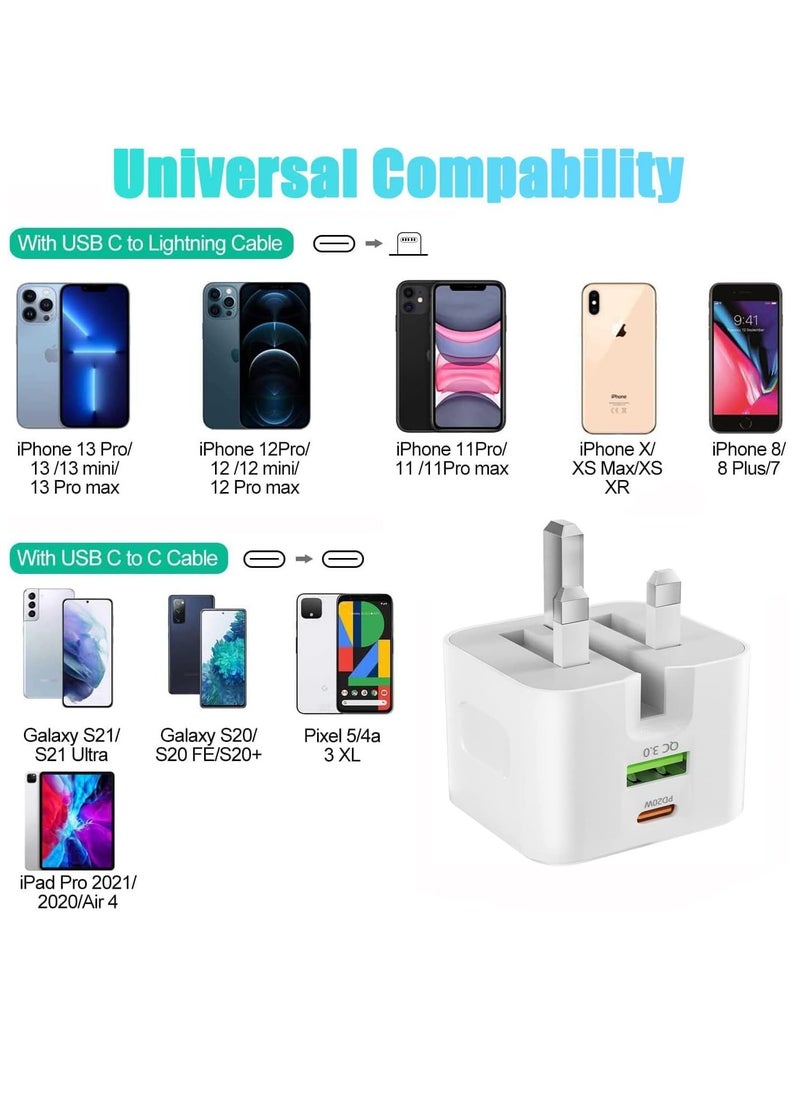 Necomi - USB C Plug Fast Charge Plug, 20W USB Type C and USB A Wall Charging Plug Adapter Dual Port Mains Charger - Image 1