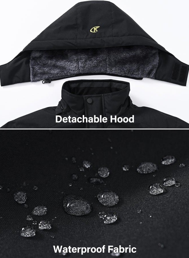 Satankud Boys Waterproof Ski Snow Jacket Winter Fleece Lined Warm Coat Hooded Windproof Kids Outerwear - Image 5