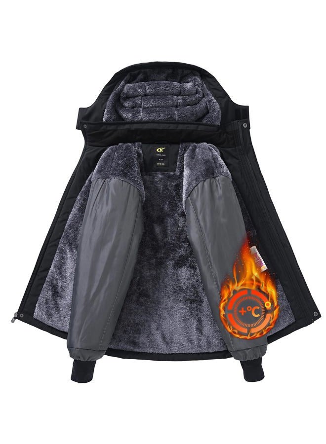 Satankud Boys Waterproof Ski Snow Jacket Winter Fleece Lined Warm Coat Hooded Windproof Kids Outerwear - Image 4