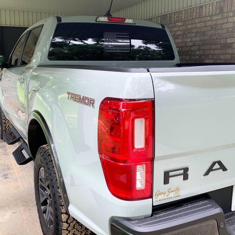 Zxiaochun Rear Middle Window American Flag Decal for Ford Ranger 2018-2022 2023 2024 2025 2026, Back Centre Sliding Window Glass USA Flag Vinyl Sticker (Matte Black) - Image 4