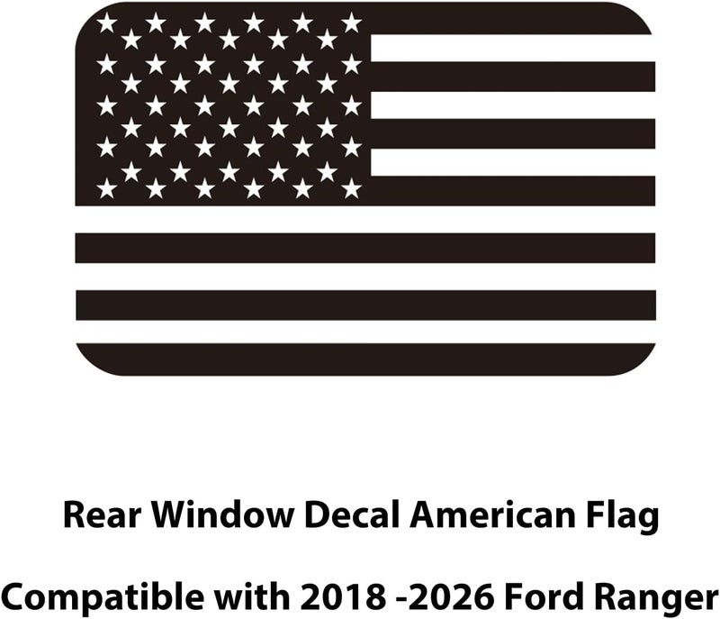 Zxiaochun Rear Middle Window American Flag Decal for Ford Ranger 2018-2022 2023 2024 2025 2026, Back Centre Sliding Window Glass USA Flag Vinyl Sticker (Matte Black) - Image 2