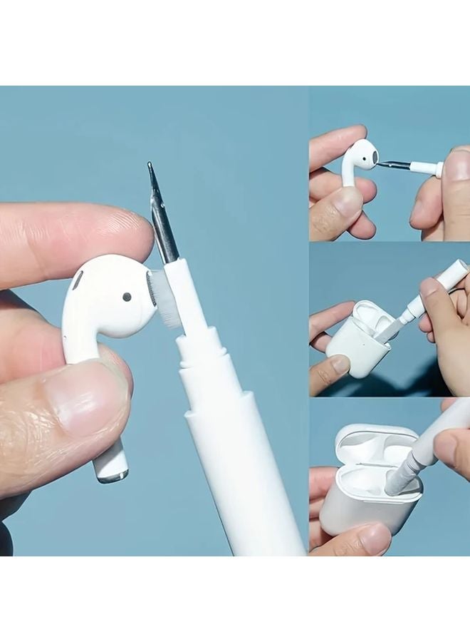 Beige 3 In 1 Headphone Cleaning Kit Multifunctional Brush For Wireless Earphones Keyboard - Image 2