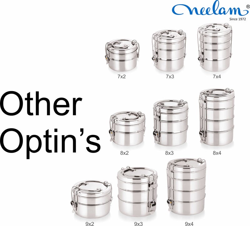 neelam - TTFS093P Clipper Stainless Steel Tiffin Box Set, 3-Container, Silver-2150 ml - Image 5
