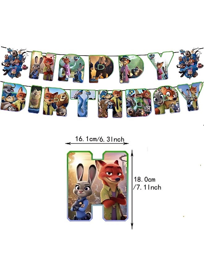 Zootopia Party Supplies, Birthday Decoration,Cartoon Theme Party Favors for Girls & Boys, Included Happy Birthday Banner, Cupcake Toppers, Latex Balloons- 30Pcs - Image 3