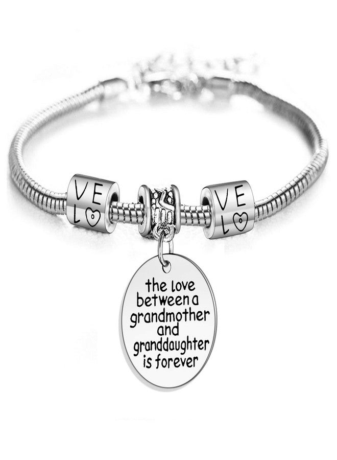 YEEQIN Grandmother Gift Grandma Bracelet Granddaughter Gift Bracelet Love between a Grandmother and Granddaughter is Forever - Image 1