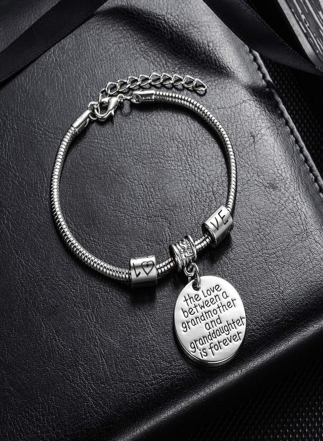 YEEQIN Grandmother Gift Grandma Bracelet Granddaughter Gift Bracelet Love between a Grandmother and Granddaughter is Forever - Image 2