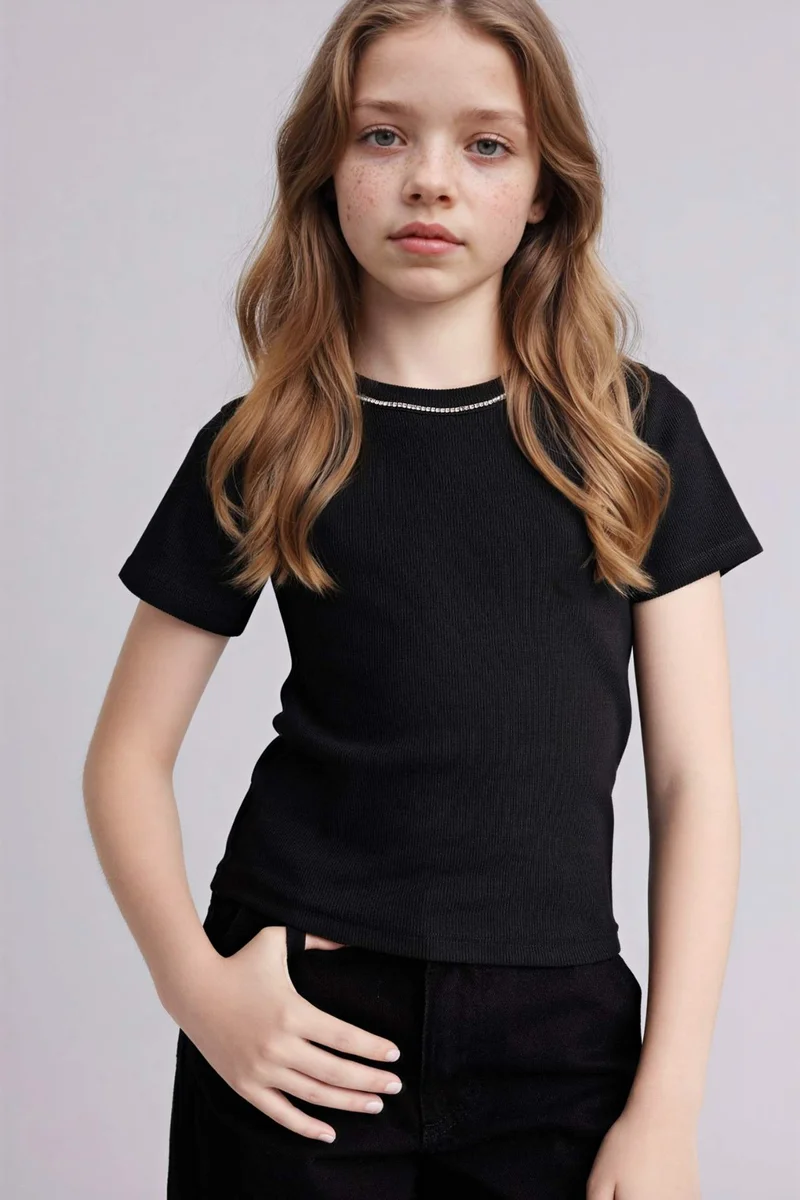 ديفاكتو Girl Ribbed T-Shirt