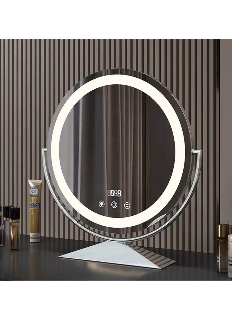 Vanity Mirror Hollywood Round 360°Rotation Touch Modes Dimmable 3 Colors Light Adjustable Brightness