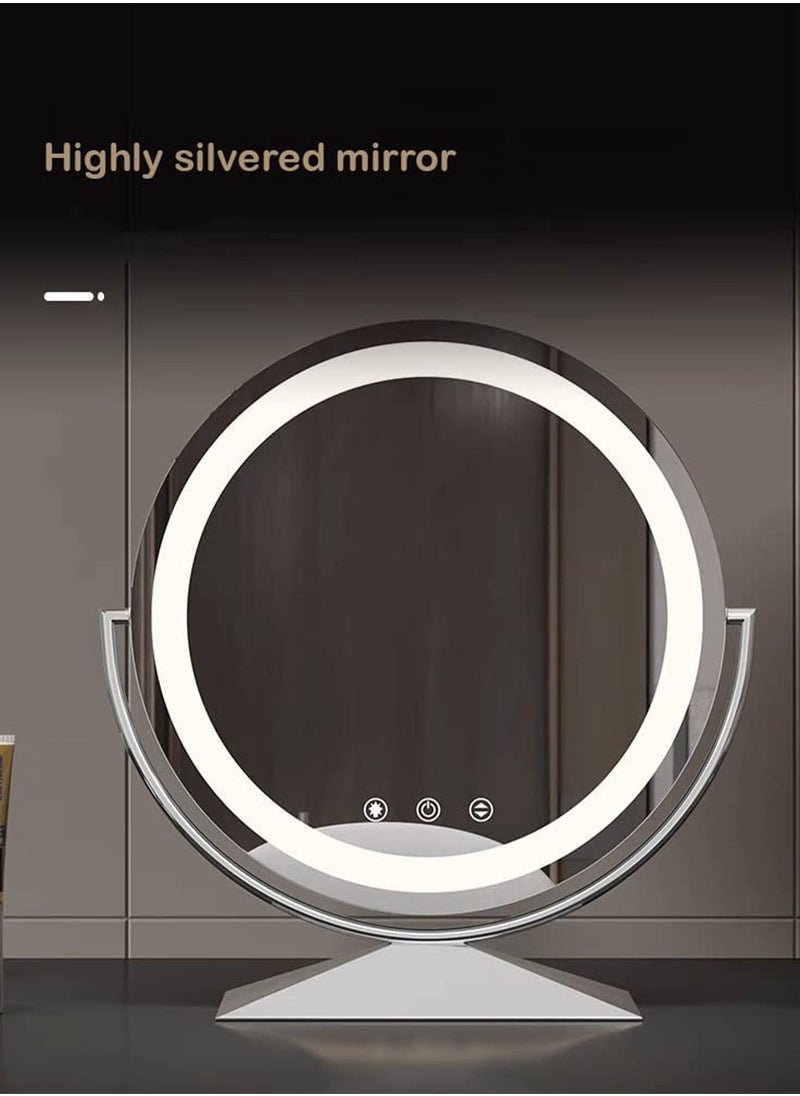 Vanity Mirror Hollywood Round 360°Rotation Touch Modes Dimmable 3 Colors Light Adjustable Brightness