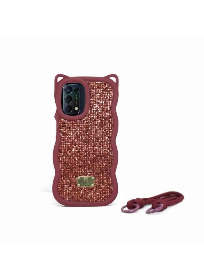 Diamond silicone case with sunny velvet lining for oppo reno 5 (wine red)