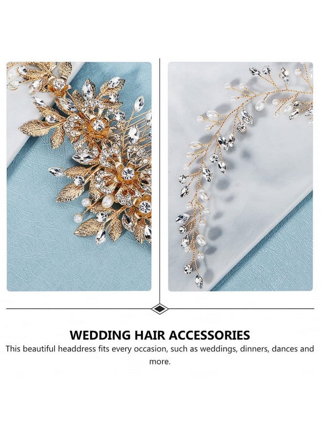 OSALADI Golden Alloy Hair Comb: Wedding Side Comb, Handmade Pearl Hair Comb, Flower Bridal Hair Pieces, Wedding Hair Jewelry for Brides Bridesmaids Women - Image 5