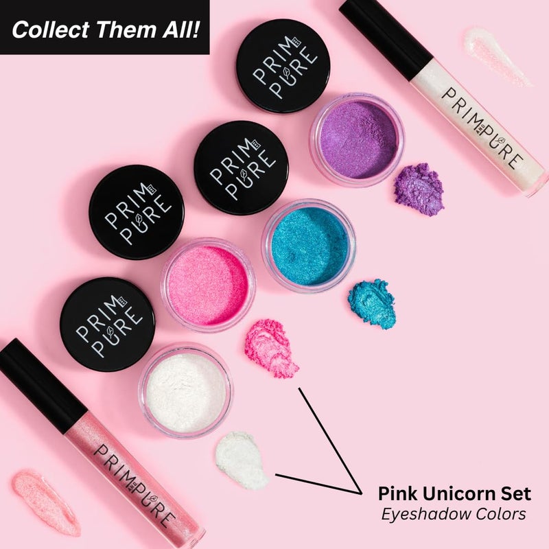 Prim and Pure Mineral Gift Set with Unicorn Mirror| Perfect for Play Dates & Birthday Parties | Kids Eyeshadow Makeup â€“ Mineral | Organic & Natural Makeup Kit for Kids| Made in USA (Pink) - Image 4