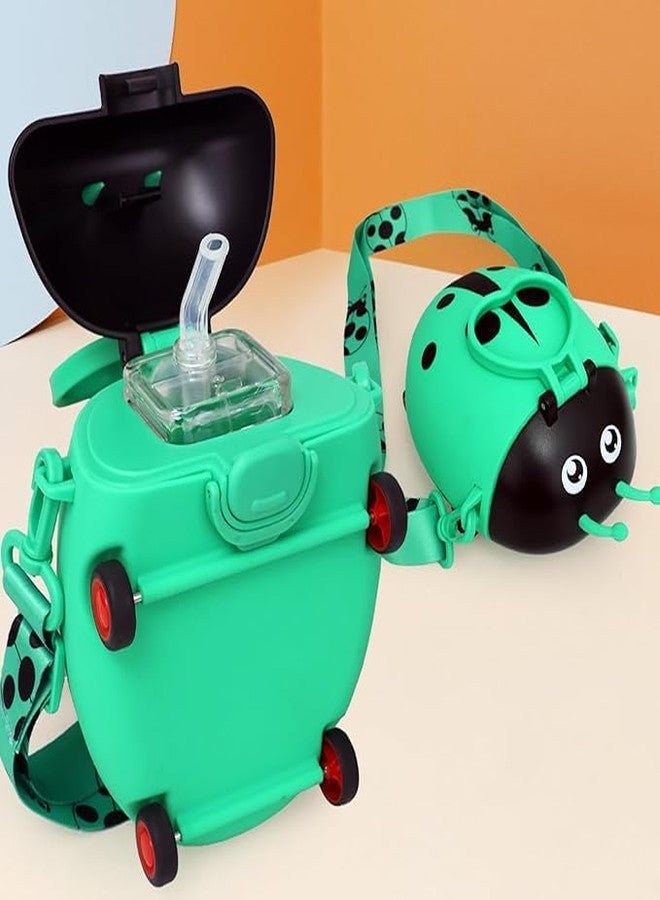 DEEDECORWAVE Ladybug Beetle Premium Water Sipper for Baby – 700ml BPA-Free, Spill-Proof PP Material with Soft Silicone Straw | Leakproof Sippy Cup for Kids 12+ Months (Green) - Image 1