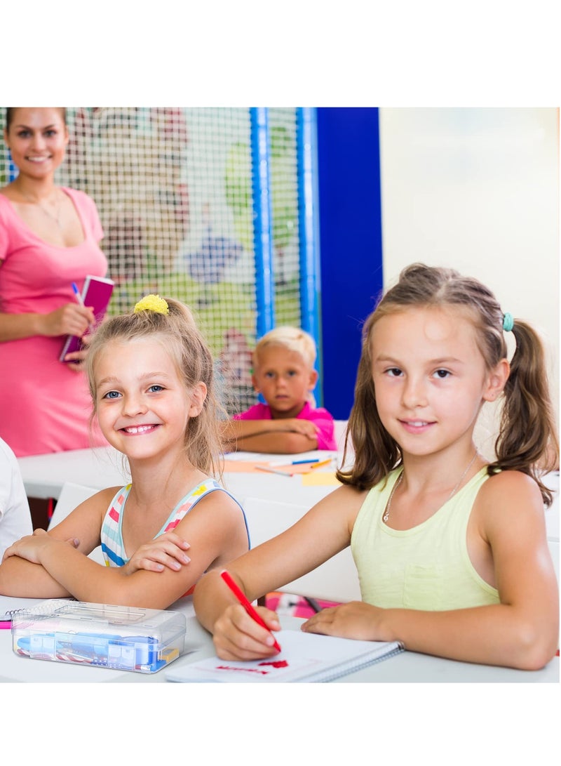 إسكدنيا 6 عبوات علب أقلام شفافة للمدرسة سعة كبيرة علب شمع بلاستيكية صلبة مع غطاء محكم وقابل للتكديس لتوفير لوازم المكتب للأطفال - Image 5