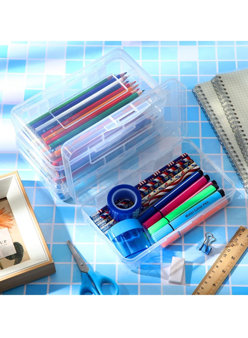 إسكدنيا 6 عبوات علب أقلام شفافة للمدرسة سعة كبيرة علب شمع بلاستيكية صلبة مع غطاء محكم وقابل للتكديس لتوفير لوازم المكتب للأطفال - Image 3