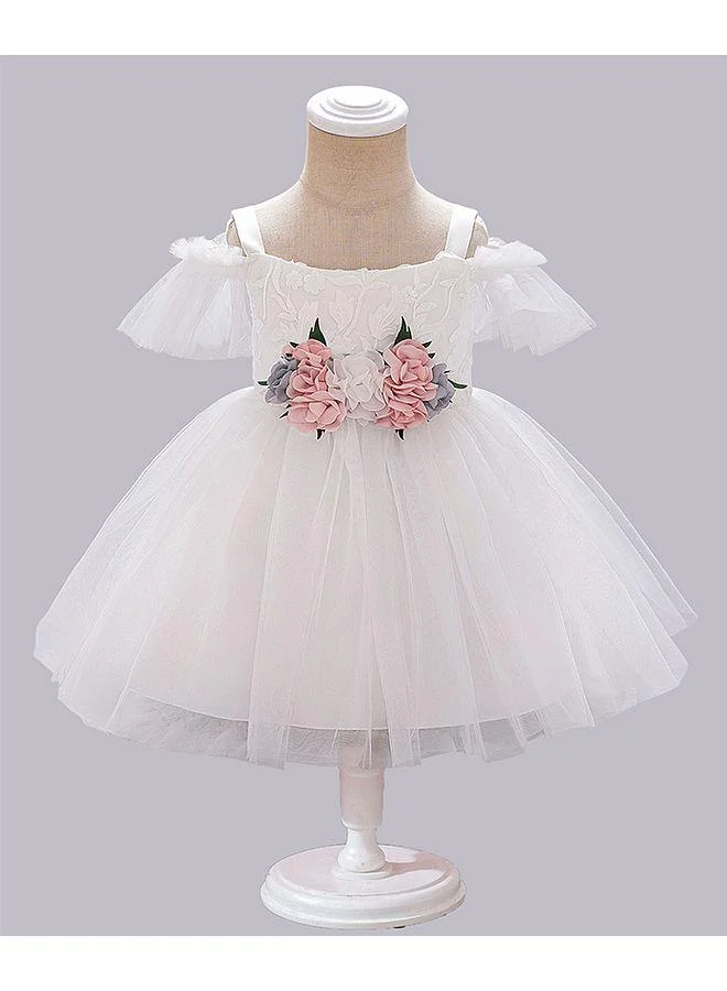 Mark & Mia Mark & Mia Floral Embroidered and Embellished Frock - White