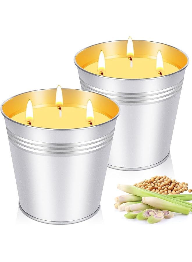erorex Large Citronella Candles Outdoor Indoor 2 X 20Oz Natural Soy Wax 3 Wick Garden Candles Lemongrass Scent 200 Hours Burn Time For Diwali Ramadan Patio Yard Balcony Porch Camping Bbq - Image 1
