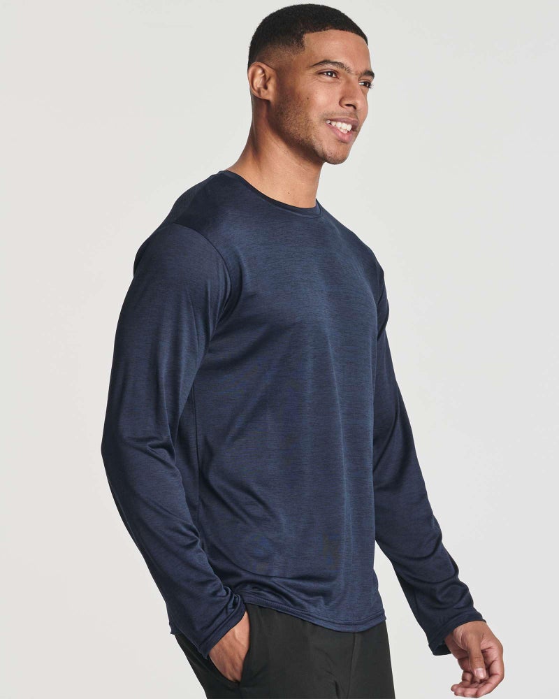 REALESSENTIALS Real Essentials 4 Pack: Mens Long Sleeve Dry Fit T Shirts Hiking Fishing Workout Gym Work Sun UPF 50 Wicking Running Tee, Set 1, Large - Image 2