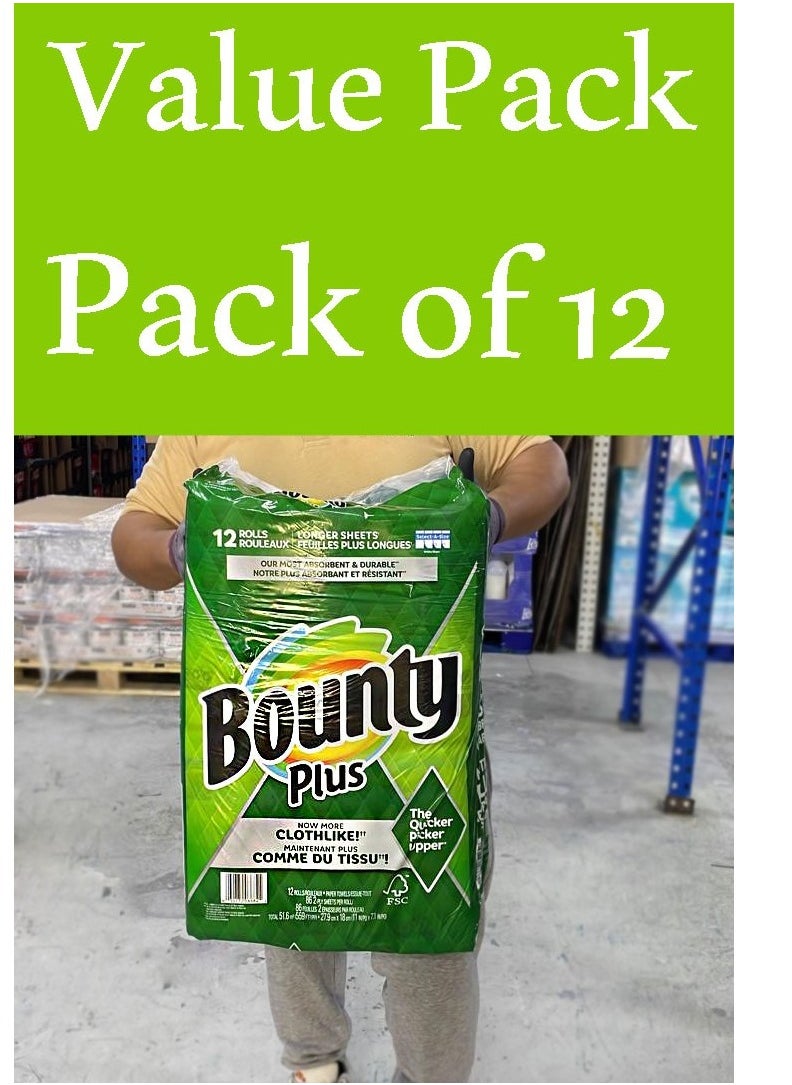 Bounty 12-Piece Plus Select-A-Size Paper Kitchen Towel Tissue With 2-Ply Sheets Per Roll  - Image 2
